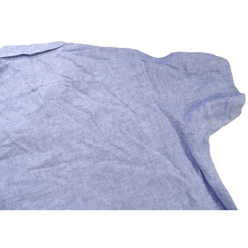 UNTUCKit Valente WR Short Sleeve Button Down 100% Linen Shirt Men XL Blue Casual - Picture 16 of 16